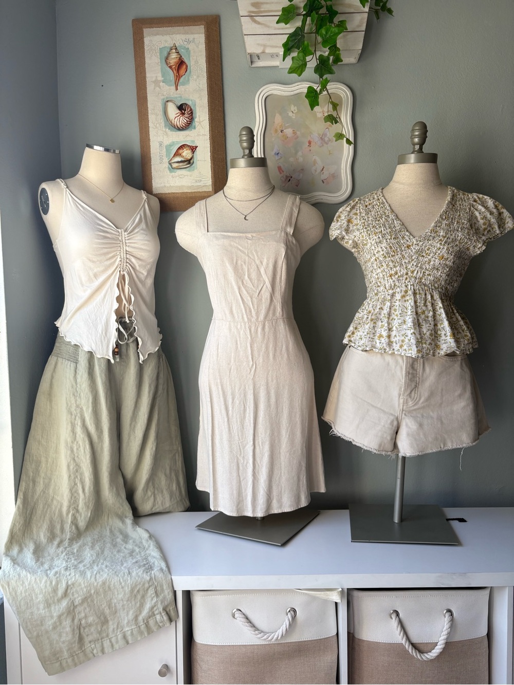 Neutral Tones Bundle - Pants, tanks, mini dress, blouse, shorts